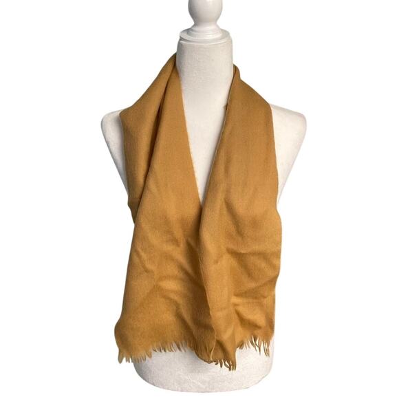 PIERRE CARDIN Unisex Camel Plaid Scarf/quality Classic  Vintage Astorone Wool Camel Brown Scarf Fringe Made in Japan